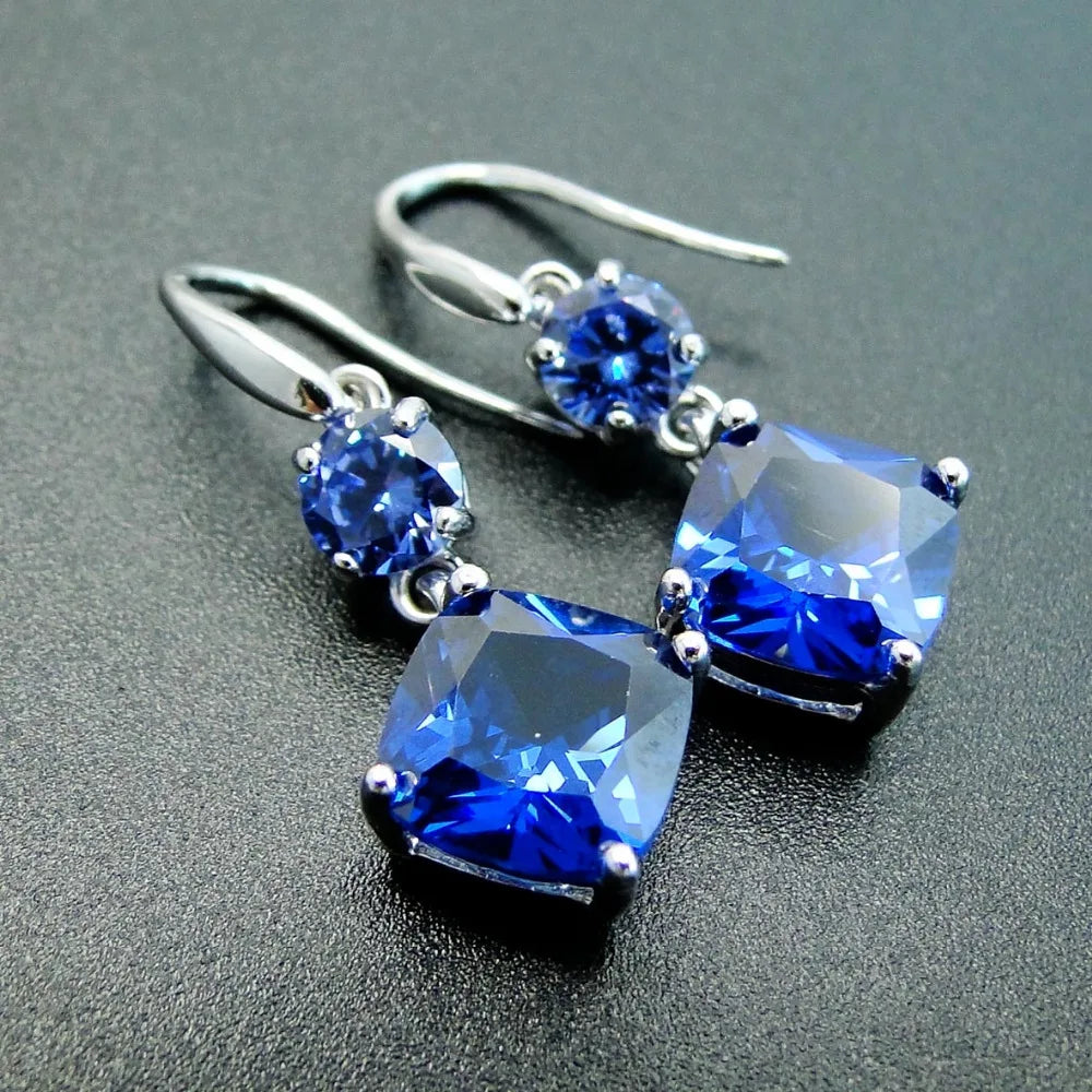 100% 925 Sterling Silver Earring With Tanzanite Drop Earrings Women Jewelry