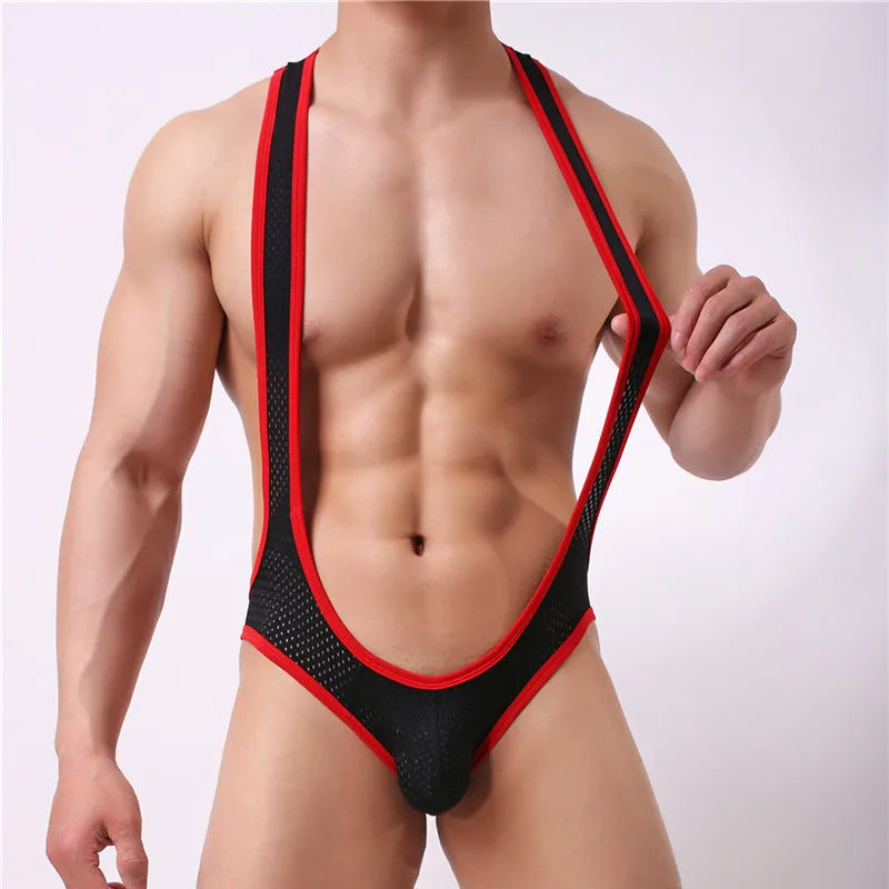 Sexy Undershirt Men's Underwear Breathable Jumpsuits Sexy Men's Exposed Hip