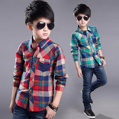 New 2024 Spring Cotton Kids Clothes Fashion Casual Handsome Shirt for Children