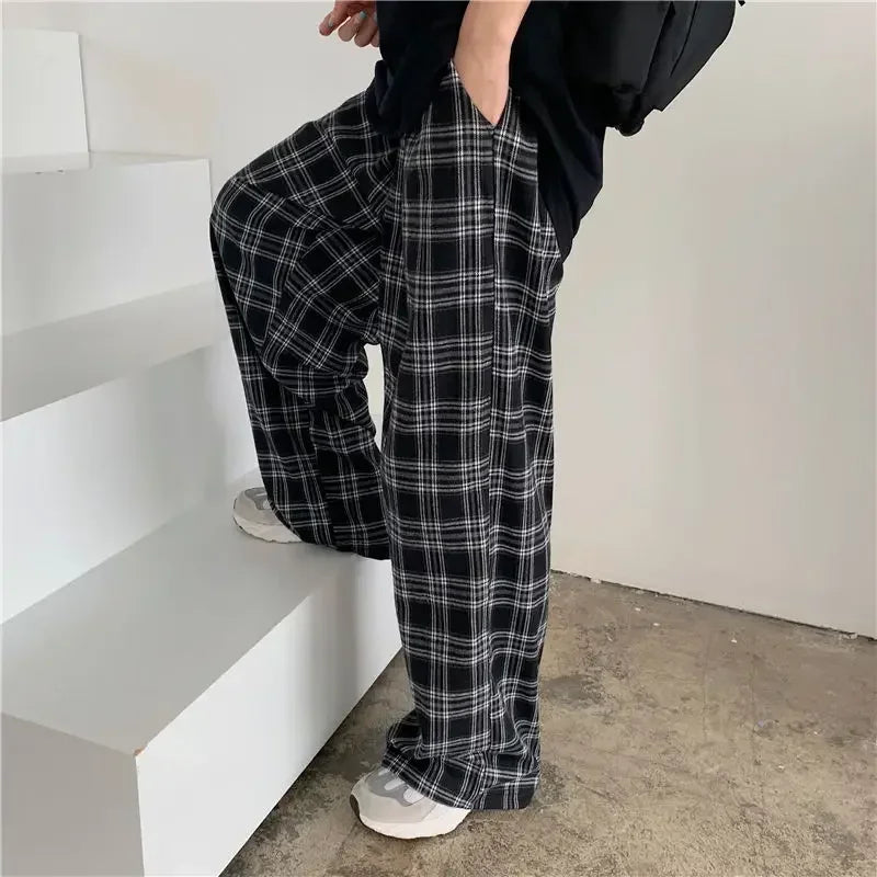 Summer/Winter Plaid Pants Men S-3xl Casual Straight Trousers for Male