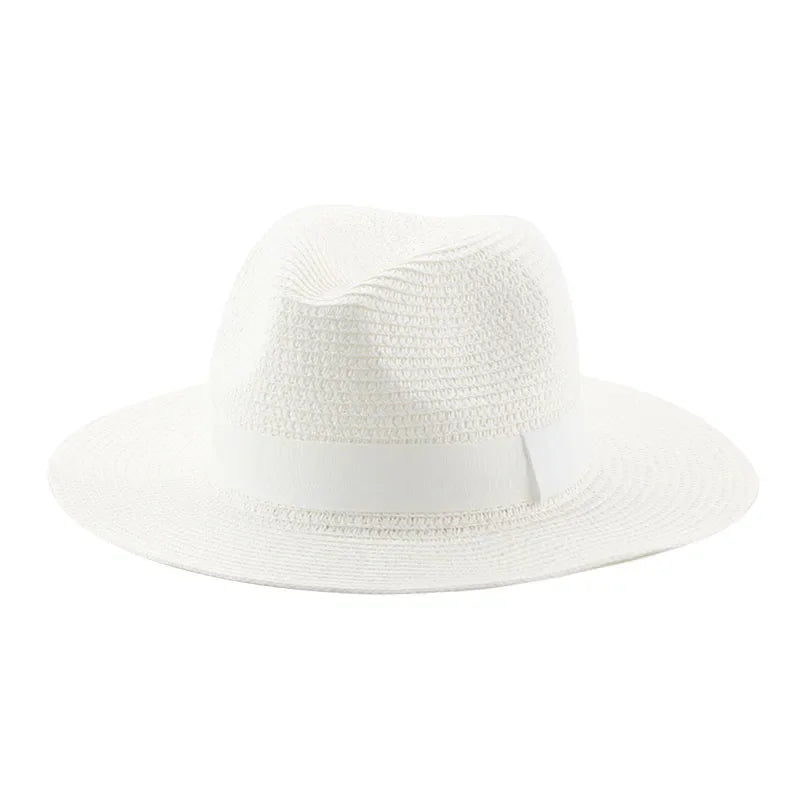 Hats for Women Bucket Sun Hats Ribbon Band Men Hat Straw Summer Panama Formal