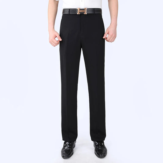 Summer Men Business Thin Silk Pants 29-56 Male Big Size Formal Classic Black.