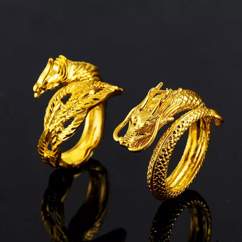 Adjustable Retro Dragon and Phoenix Couple Ring Engagement Ring Beautiful