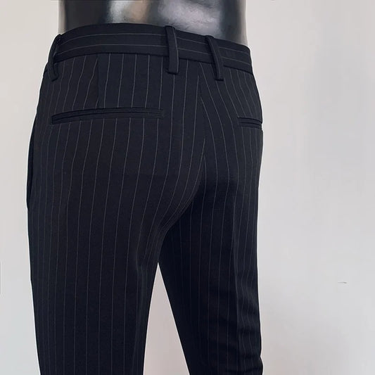 Mens Striped Suit Pants Ankle Trousers New Formal Pants