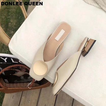 2023 Brand Designer Women Slippers Slip on Mules Flat Heel Casual Shoes