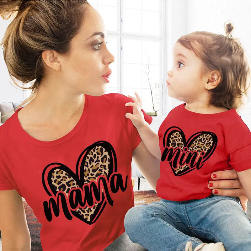 Tshirt Family Leopard Love Mother Kids Tshirts Baby Girl Matching Outfits