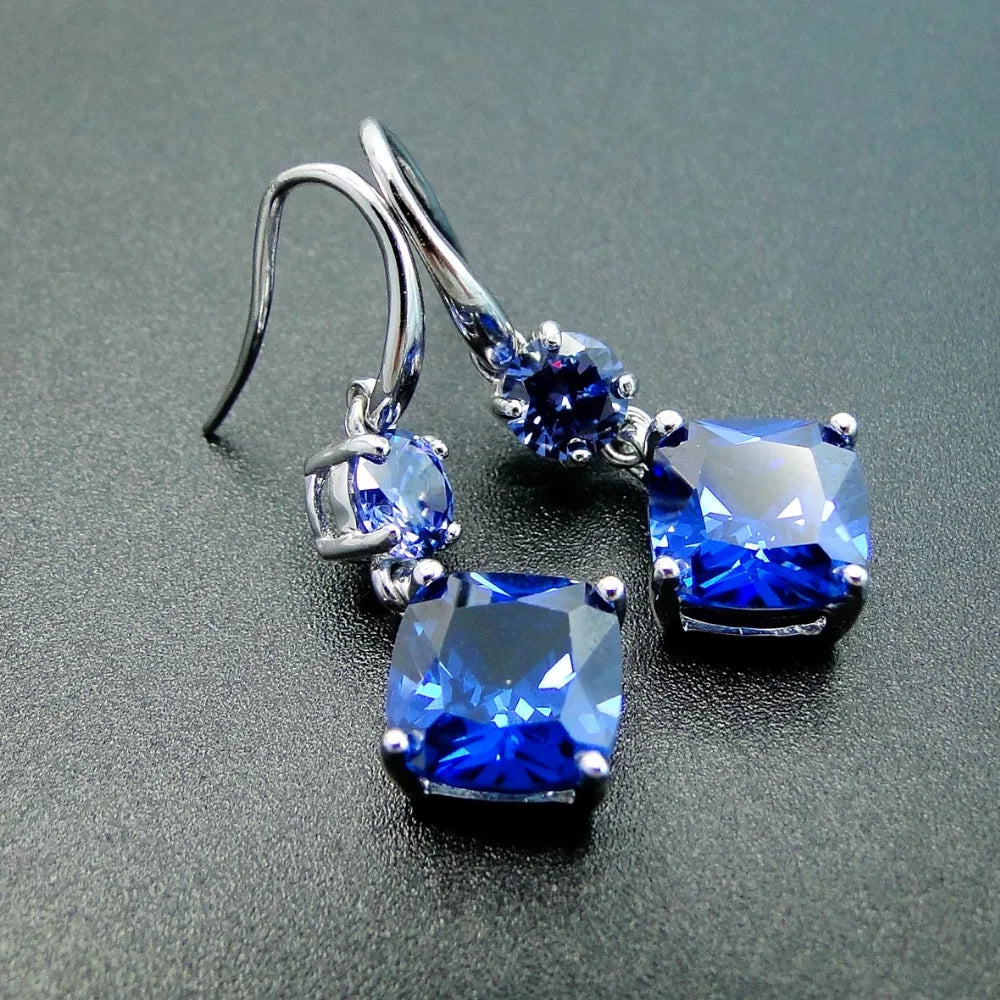 100% 925 Sterling Silver Earring With Tanzanite Drop Earrings Women Jewelry