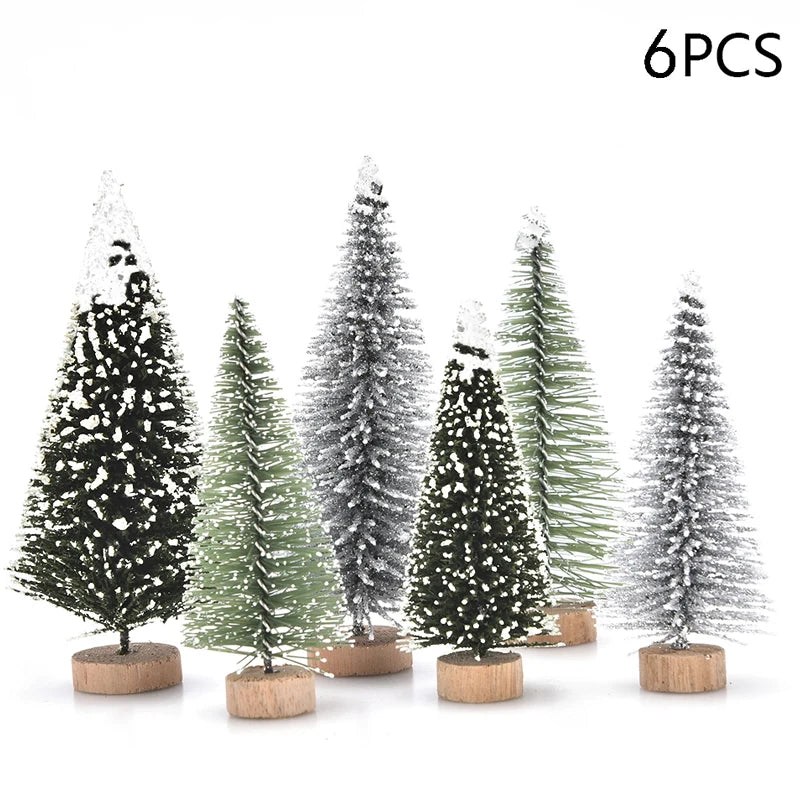 1/5/6 Pcs Miniature Christmas Tree Small Artificial Sisal Snow Landscape