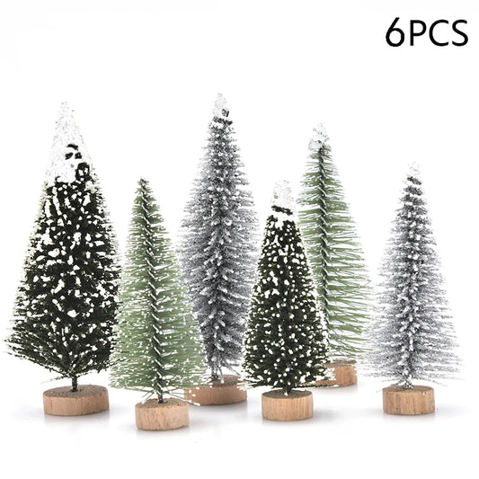 1/5/6 Pcs Miniature Christmas Tree Small Artificial Sisal Snow Landscape