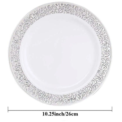 Gold Disposable Plastic Plates -Lace Design Wedding Party Plastic Plates