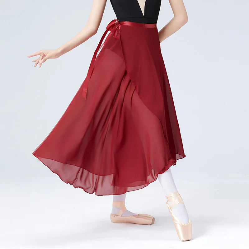 Dance Skirt Women Long Chiffon Ballet Skirts Adult Ballroom Dance Skirt