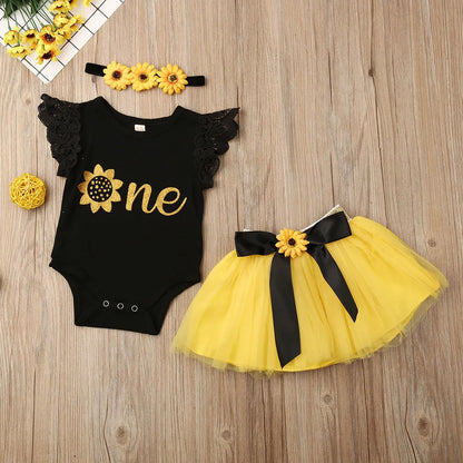 3Pcs Baby Girl Clothes Newborn Lace Ruffle Sleeveless Romper Tops Girls Mini