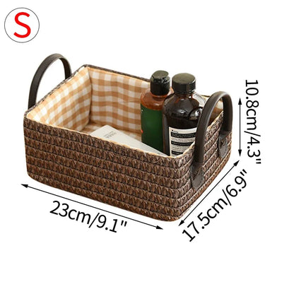 Woven Storage Baskets Foldable Storage Box With Handle Toy Snack Sundries