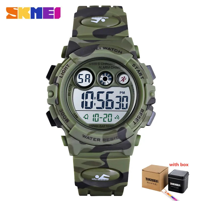 SKMEI Children LED Electronic Digital Watch Stop Watch Clock 2 Time Kids