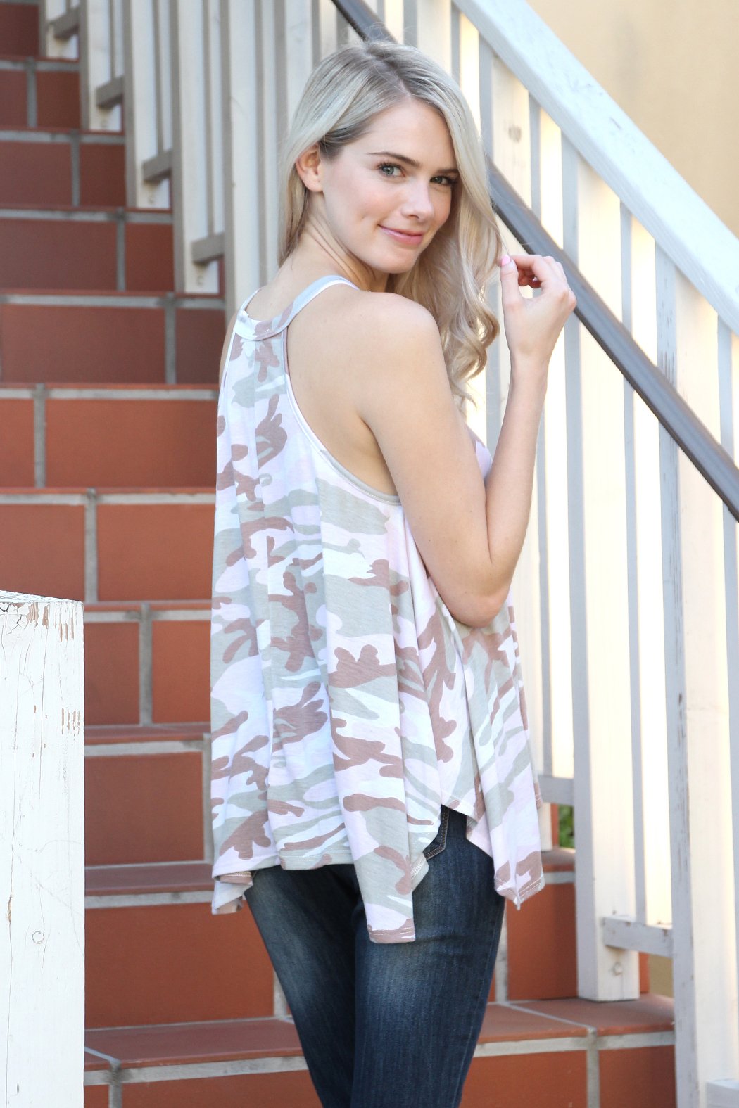 Sleeveless Vintage Camouflage Top