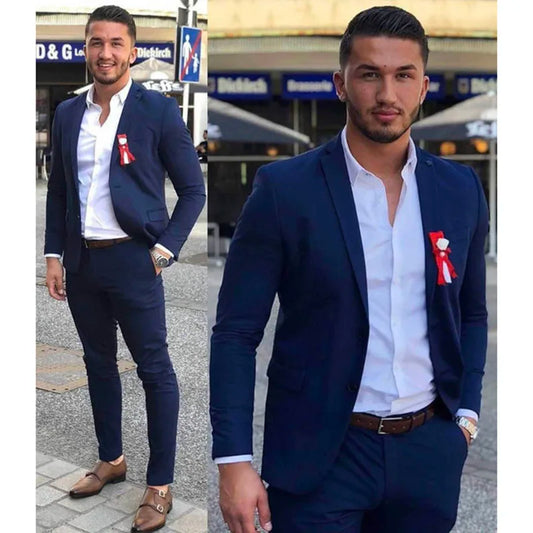 Hot Selling Men'S Suits Blazer Pin Men'S Clothing 2 Pieces Mens