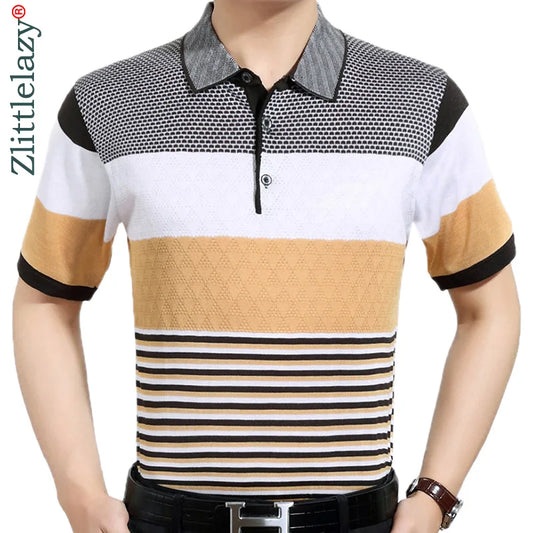 2022 Brand Casual Summer Striped Short Sleeve Polo Shirt Men Poloshirt Jersey