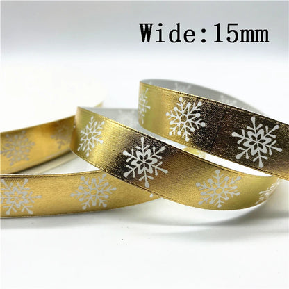 10mm 15mm 5yards Gold/Silver Christmas Decor Printed Christmas Ribbon