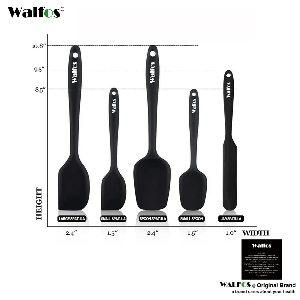 Walfos 5pcs/Set Non-Stick Silicone Spatula Baking Pastry Kitchen Utensil