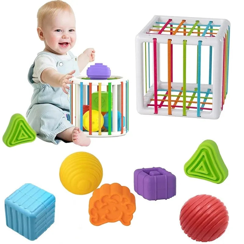 Baby Shape Sorter Toy Montessori Sensory Cube Sorting Toys