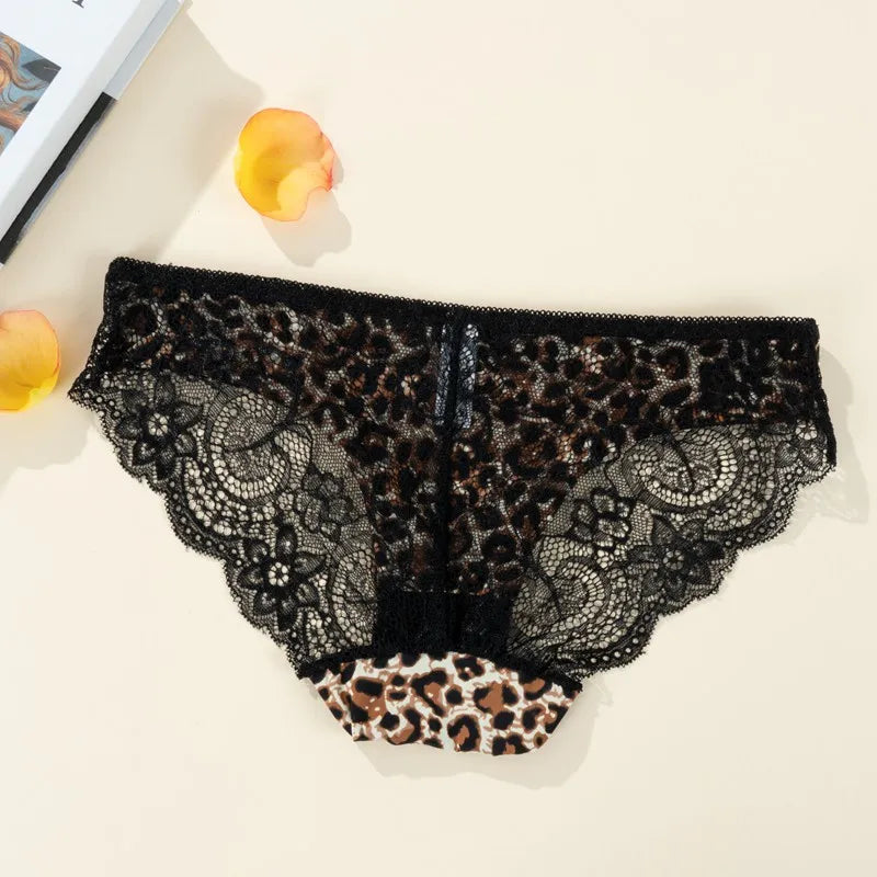 Women's Sexy Lace Panties Seamless Cotton Crotch Breathable Ladies Low-Rise