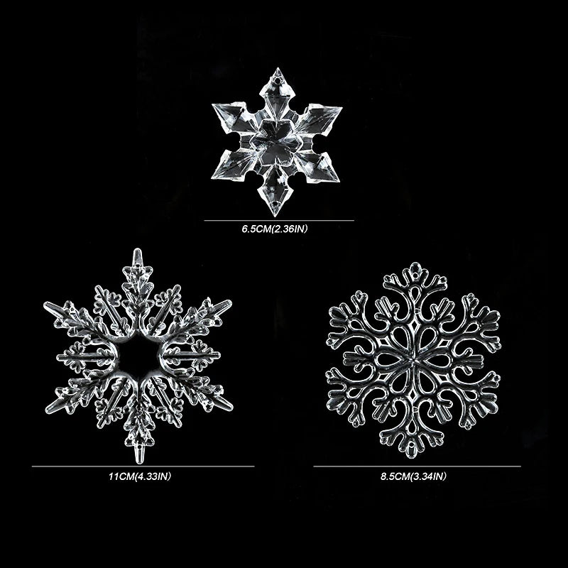 3/10pcs Snowflake Transparent Acrylic Crystal Hanging Ornament 2025 New Year