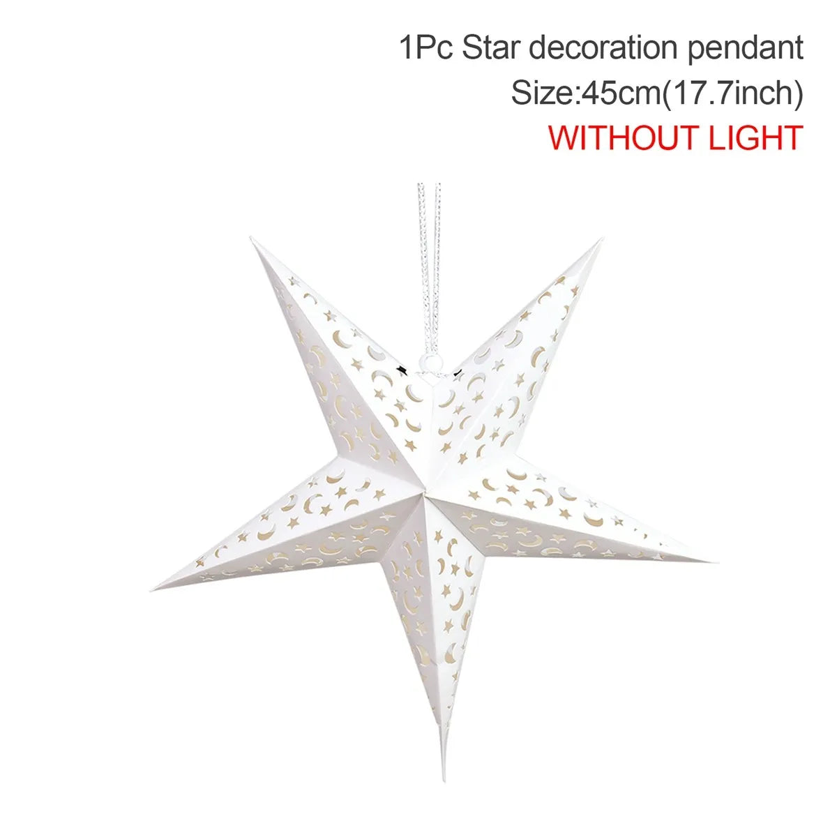 30-75cm Hollow Star Hanging Pendant Eid Mubarak Christmas Decoration 2024