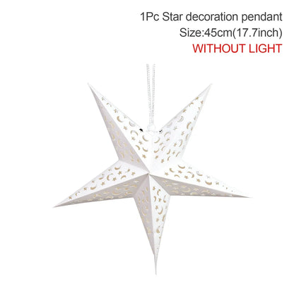 30-75cm Hollow Star Hanging Pendant Eid Mubarak Christmas Decoration 2024