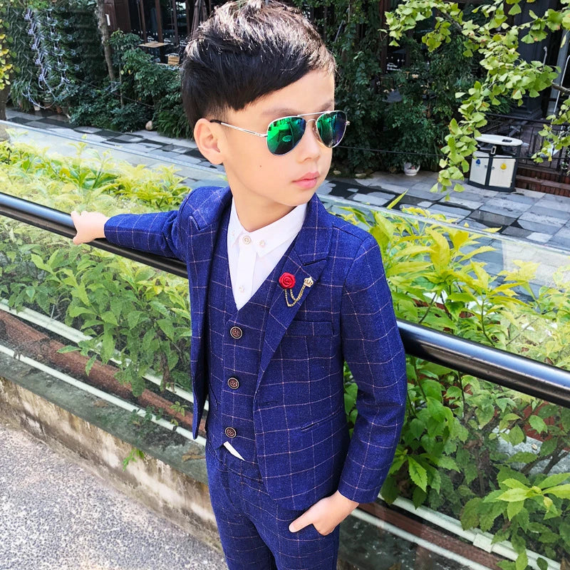 3 PCS Formal Boys Clothes Blazer Vest Pants Children Wedding Suits Tuxedos Kids