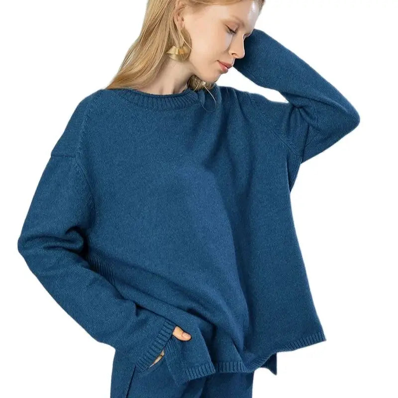 O-Neck Oversize Thick Sweater Pullovers Women Loose Cashmere Turtleneck Sweater