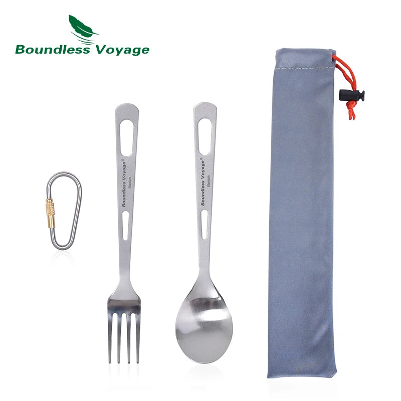 Boundless Voyage Titanium Camping Spoon Fork Spork Knife Chopsticks Straw