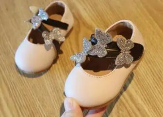 Princess Shoes Butterfly Sequins Baby Soft Bottom Shoes Girls Baby