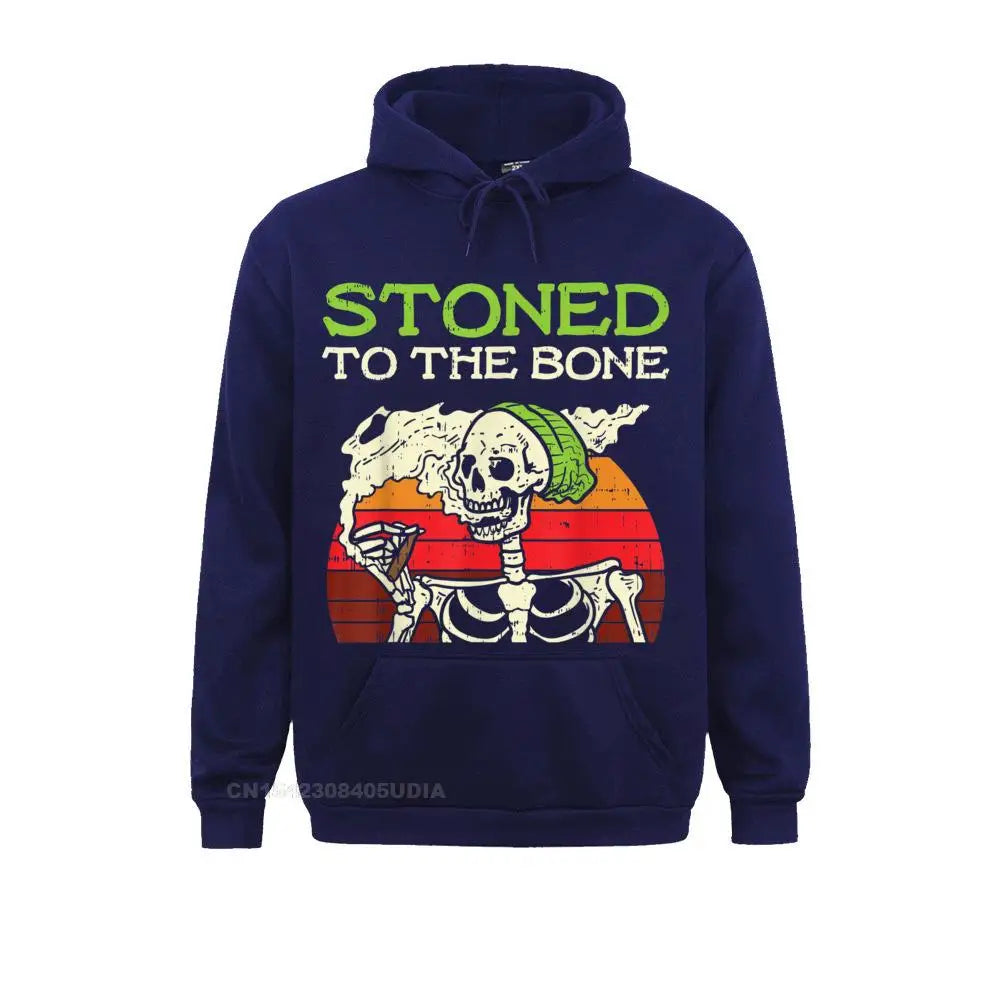 Stoned to the Bone Skeleton Smoking Weed Halloween  Hoodie