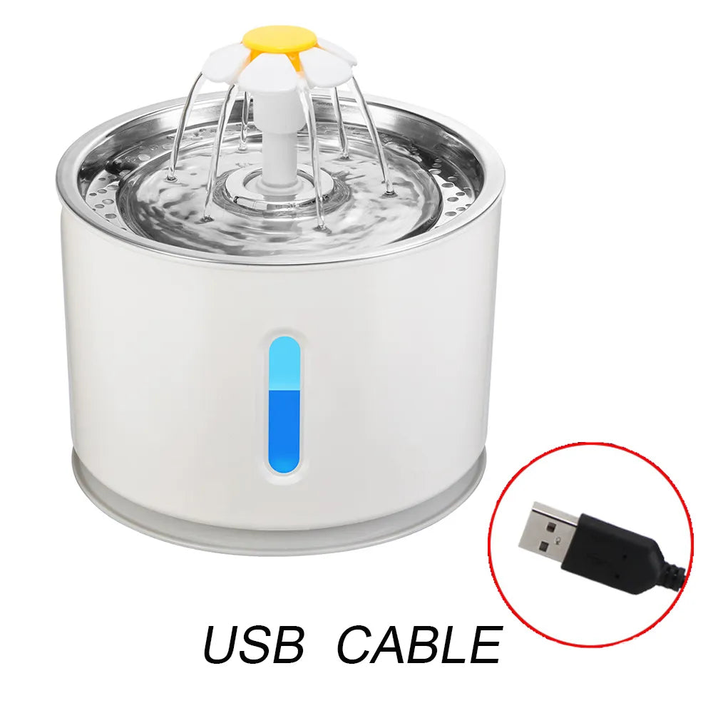 2.4L Automatic Pet LED Electric USB Dog Cat Pet Mute Drinker