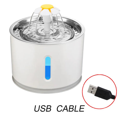 2.4L Automatic Pet LED Electric USB Dog Cat Pet Mute Drinker