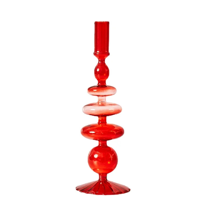 Red Glass Candle Holders Candle Stand Christmas Candle Holder Candlestick Holder