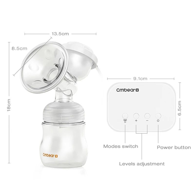 Smart Electric Breast Pump Powerful Nipple Suction USB With Baby Milk Bottle