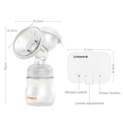 Smart Electric Breast Pump Powerful Nipple Suction USB With Baby Milk Bottle