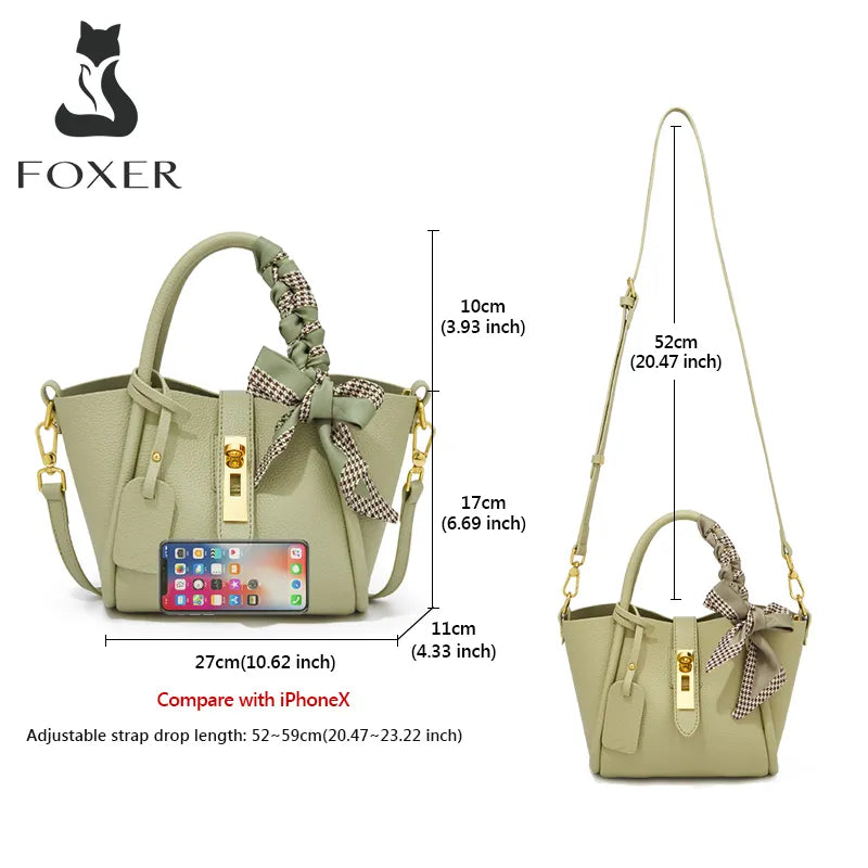 FOXER Women Small Handbag Fashion Shoulder Crossbody Bag Lady Split Leather