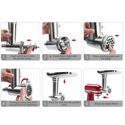 Electric Kitchen Meat Grinder Sausage Maker With Handle Red Stuffer Attachment