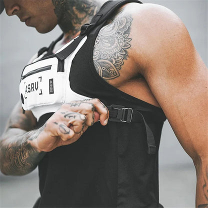 Sport Chest Rig Vest Gym Training Waist Pack Hip Hop Streetwear Phone Holder