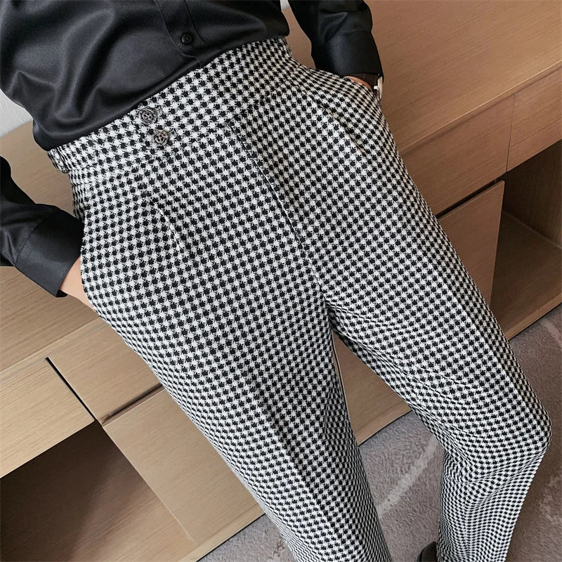 British Style Men High Waist Business Dress Pants Fashion Office pant