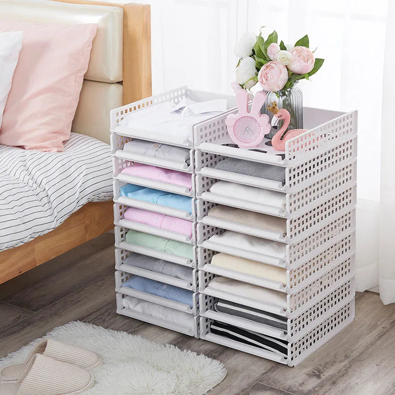 Plastic Storage Shelves Wardrobe Closet Layered Partitions Home Drawers