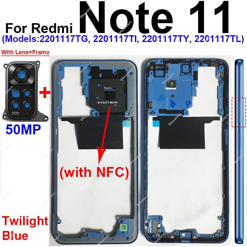 Middle Frame Housing for Xiaomi Redmi Note 11 Note 11S 4G Middle Cover Bezel