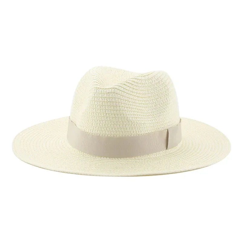 Hats for Women Bucket Sun Hats Ribbon Band Men Hat Straw Summer Panama Formal