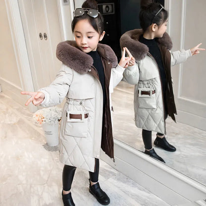 2023 New Brand Children Girl Jacket Thick Long Winter Warm Coat Fashion