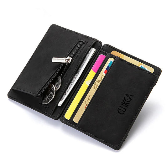 Ultra Thin Mini Wallet Men's Small Wallet Business PU Leather Magic Wallets