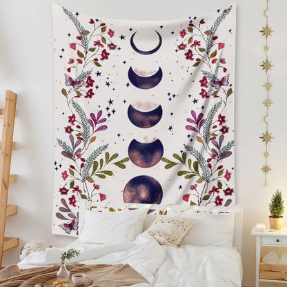 Moon Phase Tapestry Wall Hanging Psychedelic Moon Starry Tapestries Carpets