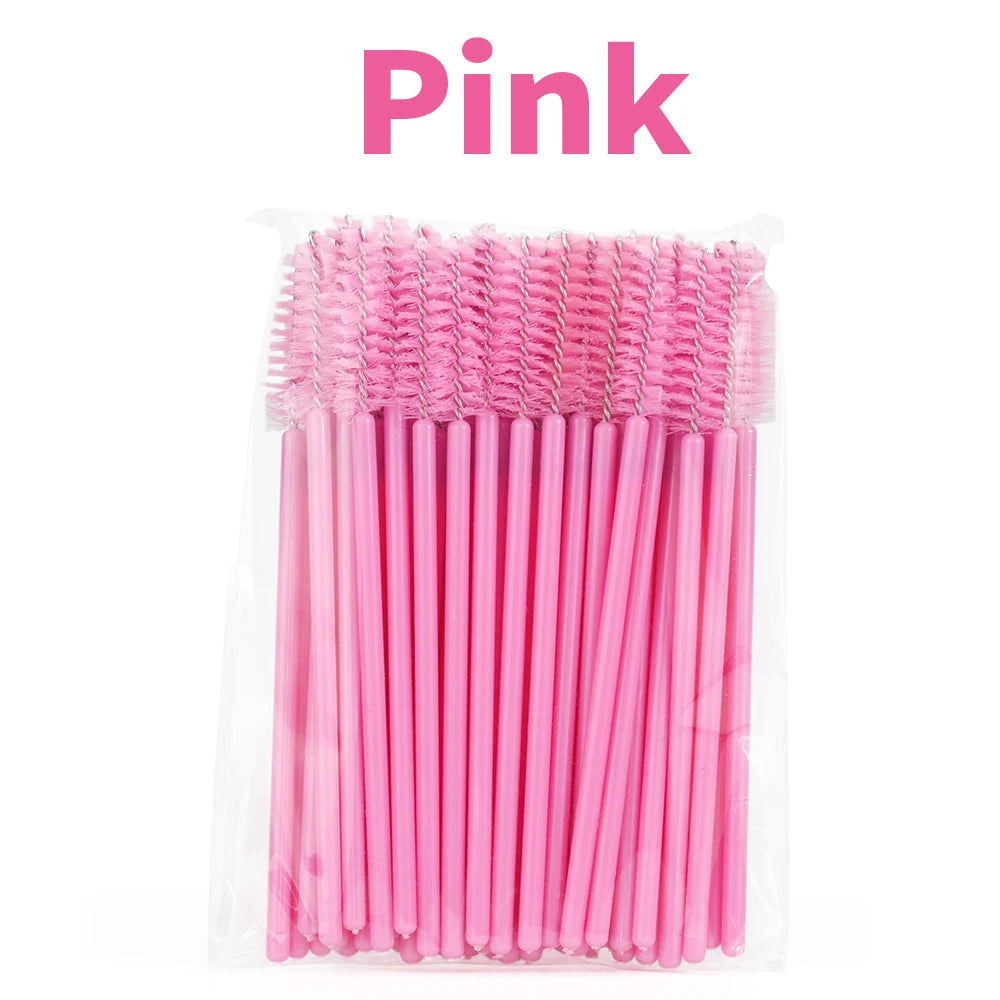 GLAMLASH Premium 50Pcs Disposable Eyelash Extension Cleaning Brush Micro Mascara