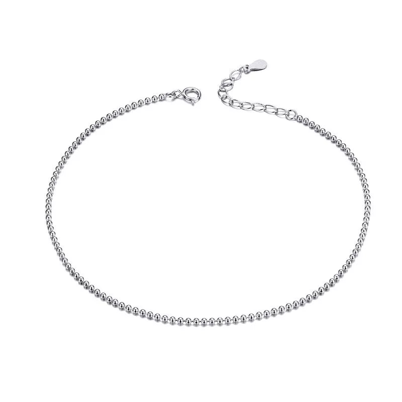 BAMOER Hot Sale Simple Essential Bead Link Anklets for Foot Jewelry Silver